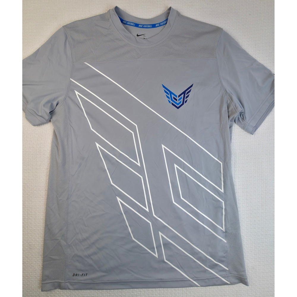 Nike Dri-Fit Shirt Mens Large Gray Graphic Football Athletic Excellent